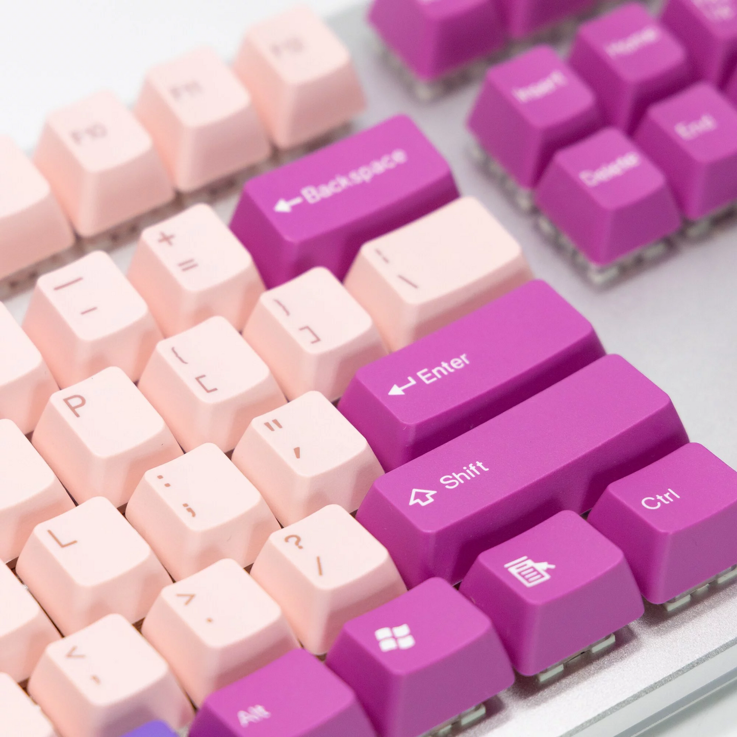 TAI-HAO Double Shot 104 Keycaps Set | ABS | US Layout | Cherry MX Switch Types | Keyboard Keycaps (Pink & Raspberry)