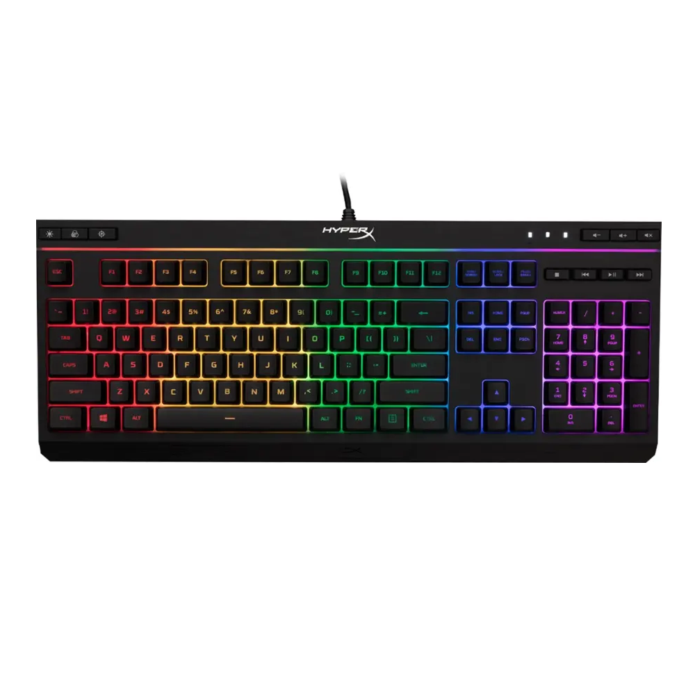 HYPERX Alloy Core RGB | Membrane Switches | 104 Keys | Multi-Key Anti-Ghosting | Signature Lighting Bar & Dynamic RGB Effects | 6 LED Modes & 3 Brightness Levels | Programmable Wired RGB Gaming Keyboard