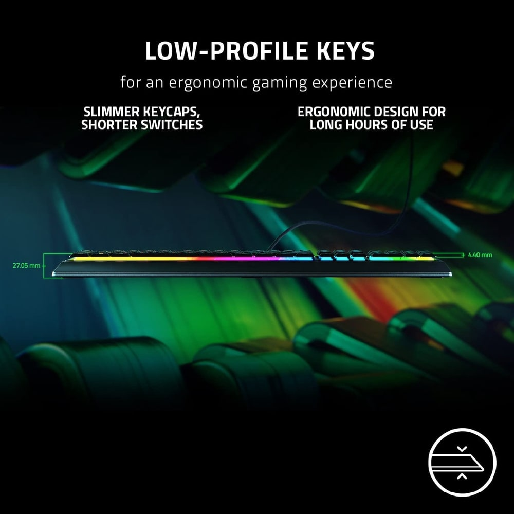 RAZER Ornata V3 X | Razer Silent Membrane Switches | UV-coated Keycaps | Ergonomic & Low Profile | Programmable Keys | Wired RGB Gaming Keyboard