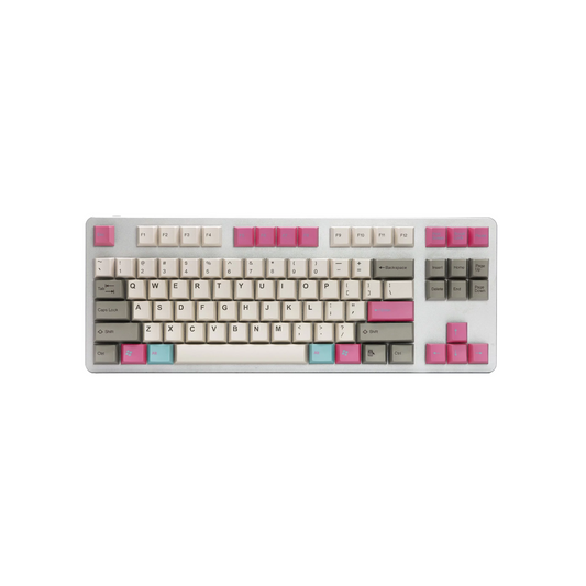 TAI-HAO Double Shot 104 Keycaps Set | ABS | US Layout | Cherry MX Switch Types | Keyboard Keycaps (Grey & Blue & Pink)