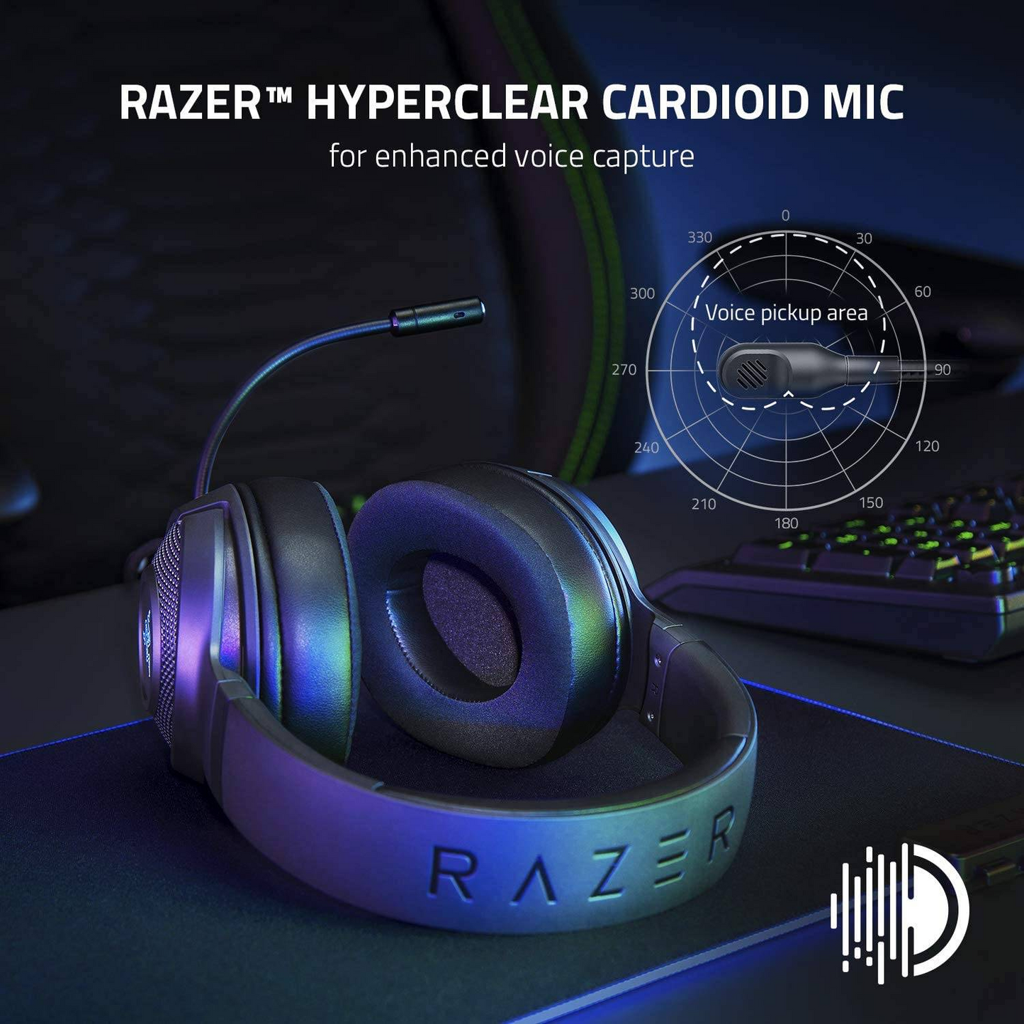 RAZER Kraken V3 X | Razer Triforce 40mm Drivers | Detachable Razer Hyperclear Cardioid Mic | 7.1 Surround Sound | Advanced Passive Noise Cancellation | Razer Chroma RGB | Wired RGB Gaming Headphones & Headsets (Black)