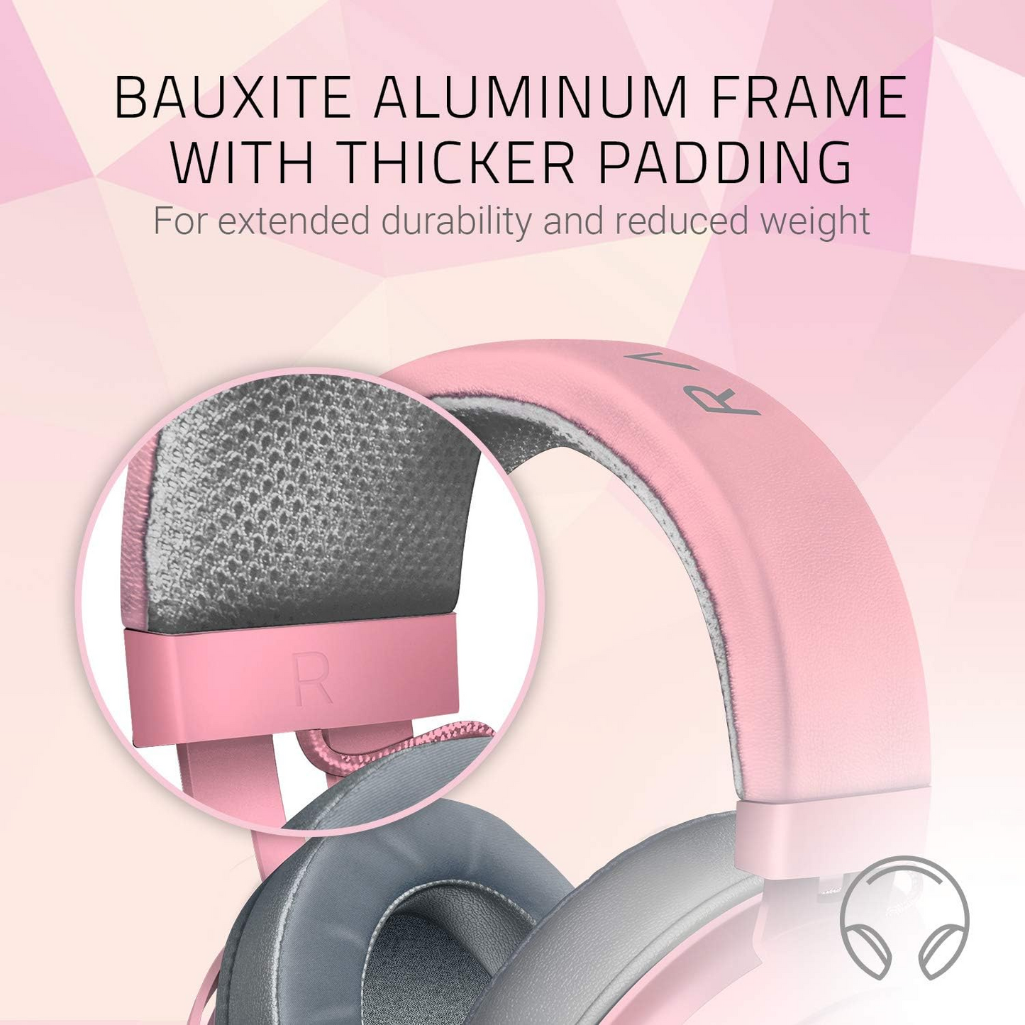 RAZER Kraken | Razer Neodymium 50mm Drivers | Retractable Razer Unidirectional Mic | 7.1 Surround Sound | Wired Gaming Headphones & Headsets (Quartz Pink)