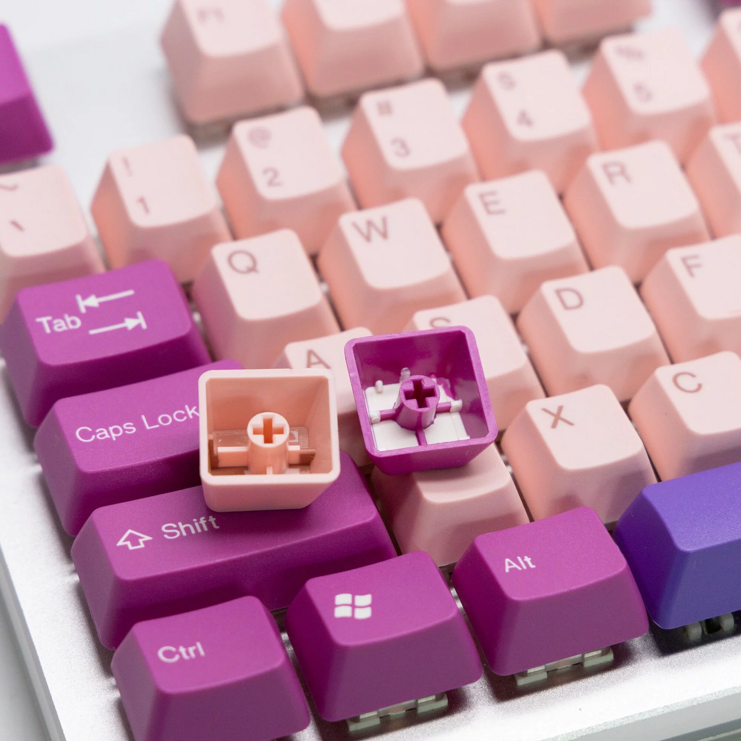 TAI-HAO Double Shot 104 Keycaps Set | ABS | US Layout | Cherry MX Switch Types | Keyboard Keycaps (Pink & Raspberry)