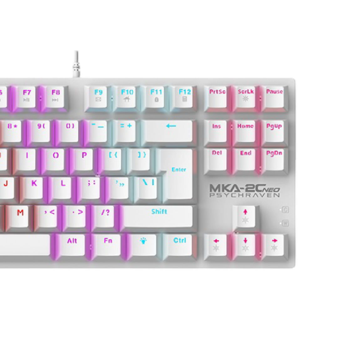 ARMAGGEDDON MKA-2C Neo PsychRaven | Linear Mechanical Key | 12 Backlight Effects | Hotswap-able Switch | 87 Keys | Wired RGB Gaming Keyboard (White)