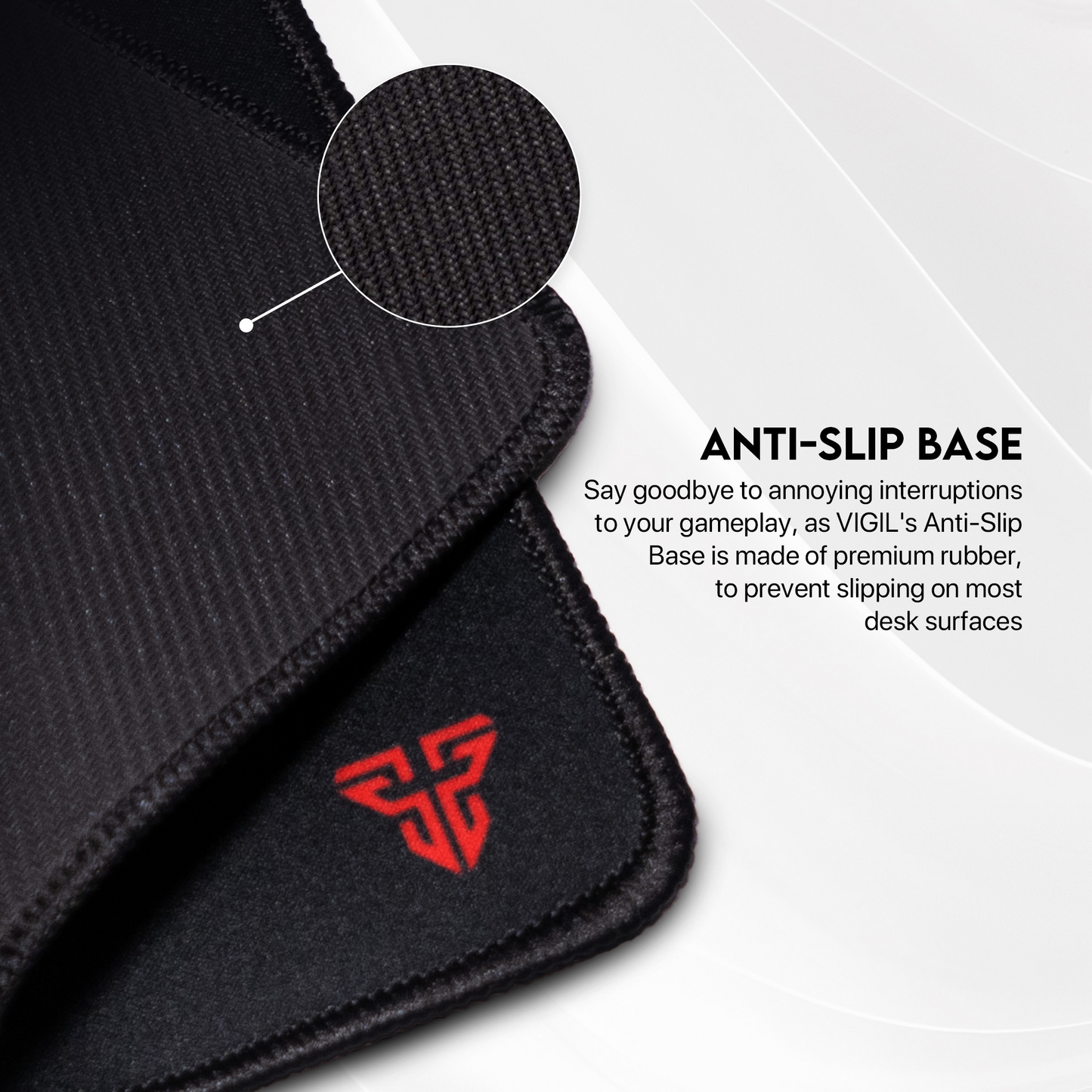 FANTECH MP365 Vigil | Anti-slip Rubber Base | Anti-fray Stitched Edge | Gaming Mousepad (Black / 350mm x 300m x 4mm)
