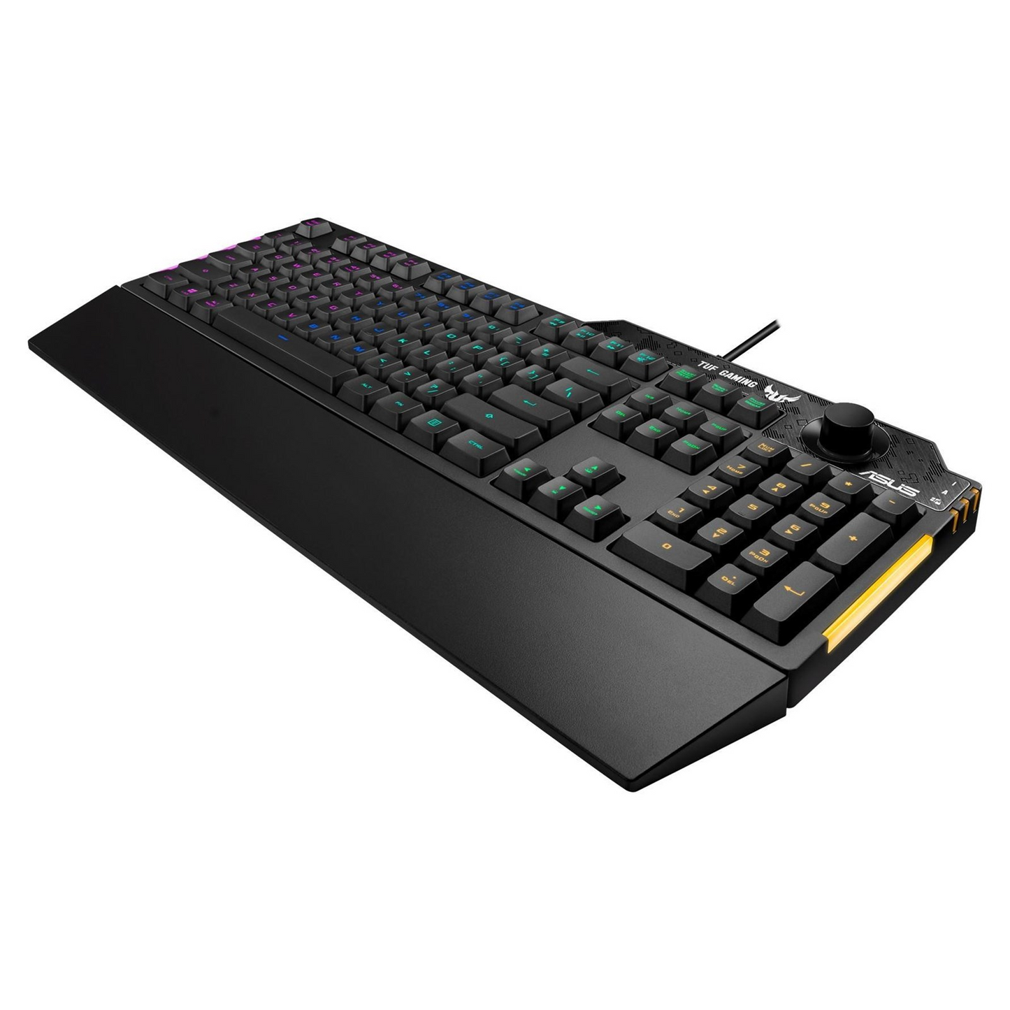 ASUS TUF Gaming K1 | Tactile TUF Gaming Switches | Dynamic RGB and Side-mounted Light Bar | Dedicated Volume Knob | Detachable Ergonomic Wrist Rest | Programmable Keys | Wired RGB Gaming Keyboard