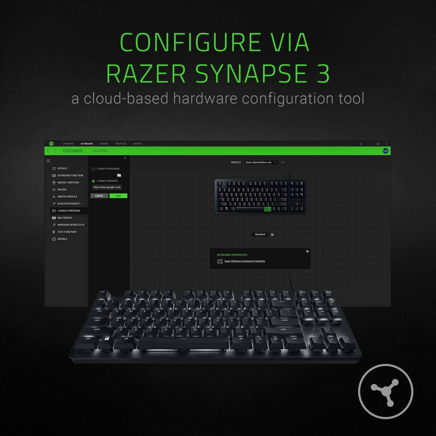 RAZER BlackWidow Lite | Silent Mechanical Switches | Individually Backlit Keys | Compact Form Factor | Programmable Keys | Configurable via Razer Synapse 3 | Wired RGB Gaming Keyboard