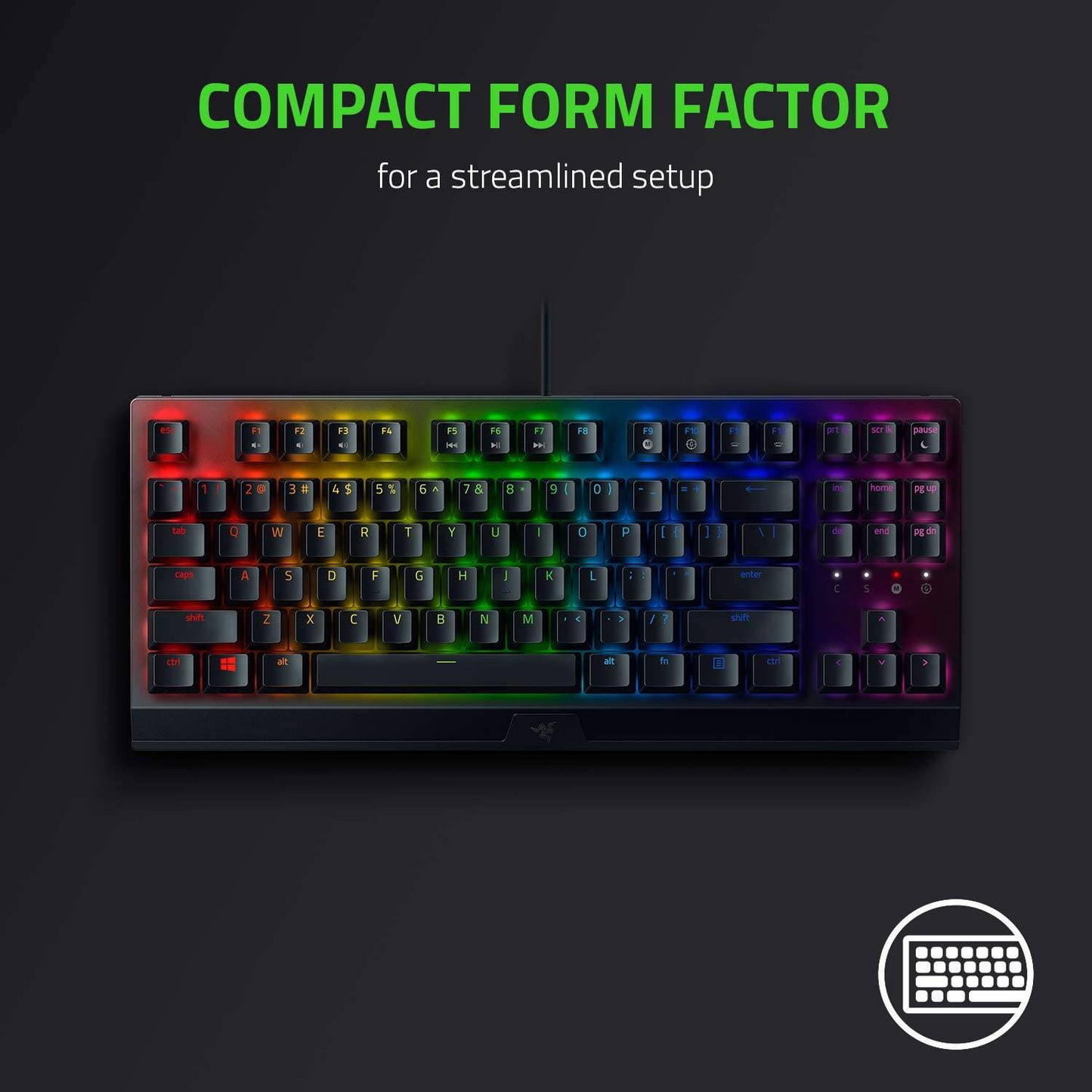 RAZER BlackWidow V3 | Razer Green Mechanical Switches | TKL | Programmable Keys | Aluminum Construction | Wired RGB Gaming Keyboard