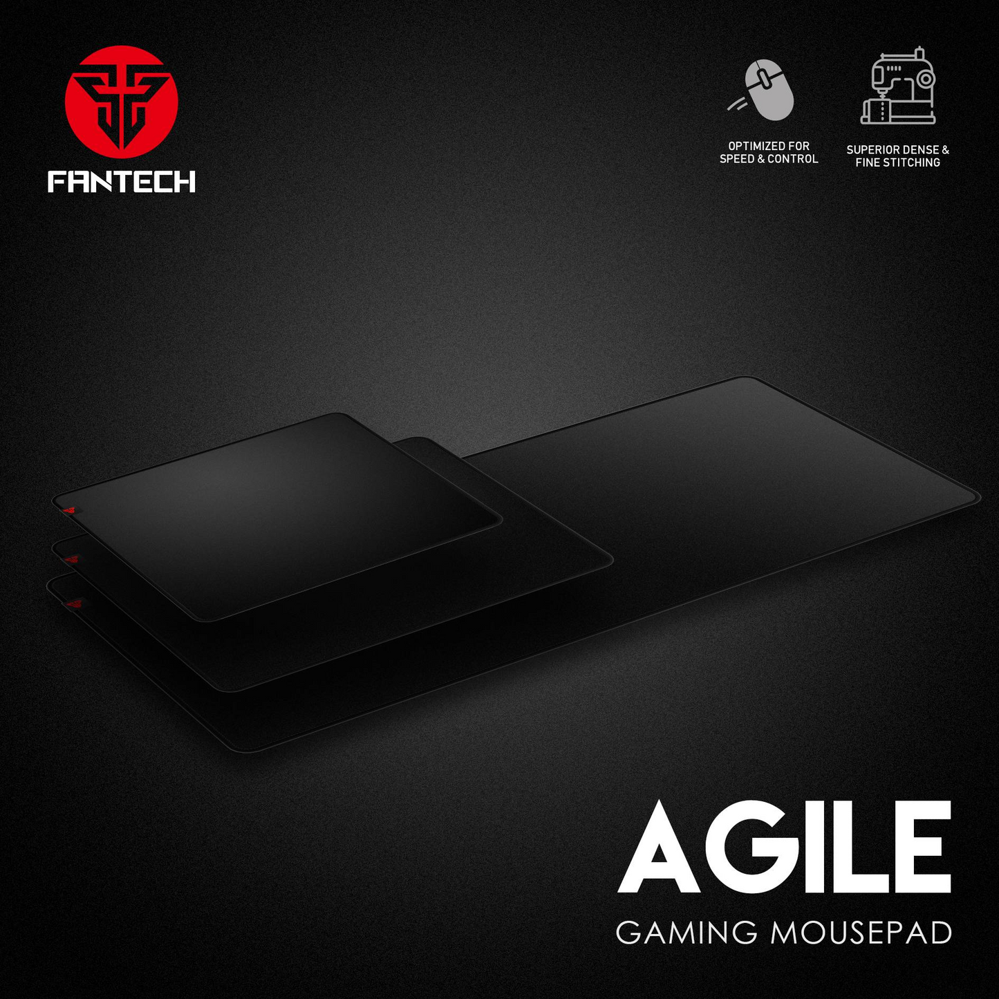 FANTECH MP353 Agile | Anti-slip Base | Spill Resistant | Anti-fray Edge Stitching | Gaming Mousepad (Black / 350mm x 300mm x 4mm)