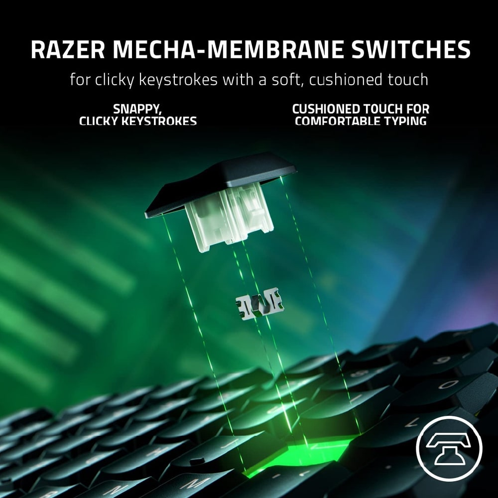RAZER Ornata V3 X | Razer Silent Membrane Switches | UV-coated Keycaps | Ergonomic & Low Profile | Programmable Keys | Wired RGB Gaming Keyboard