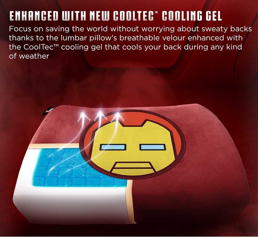 TTRacing XL Size Memory Foam Lumbar Pillow with Cooltec Gel (Iron Man Edition)