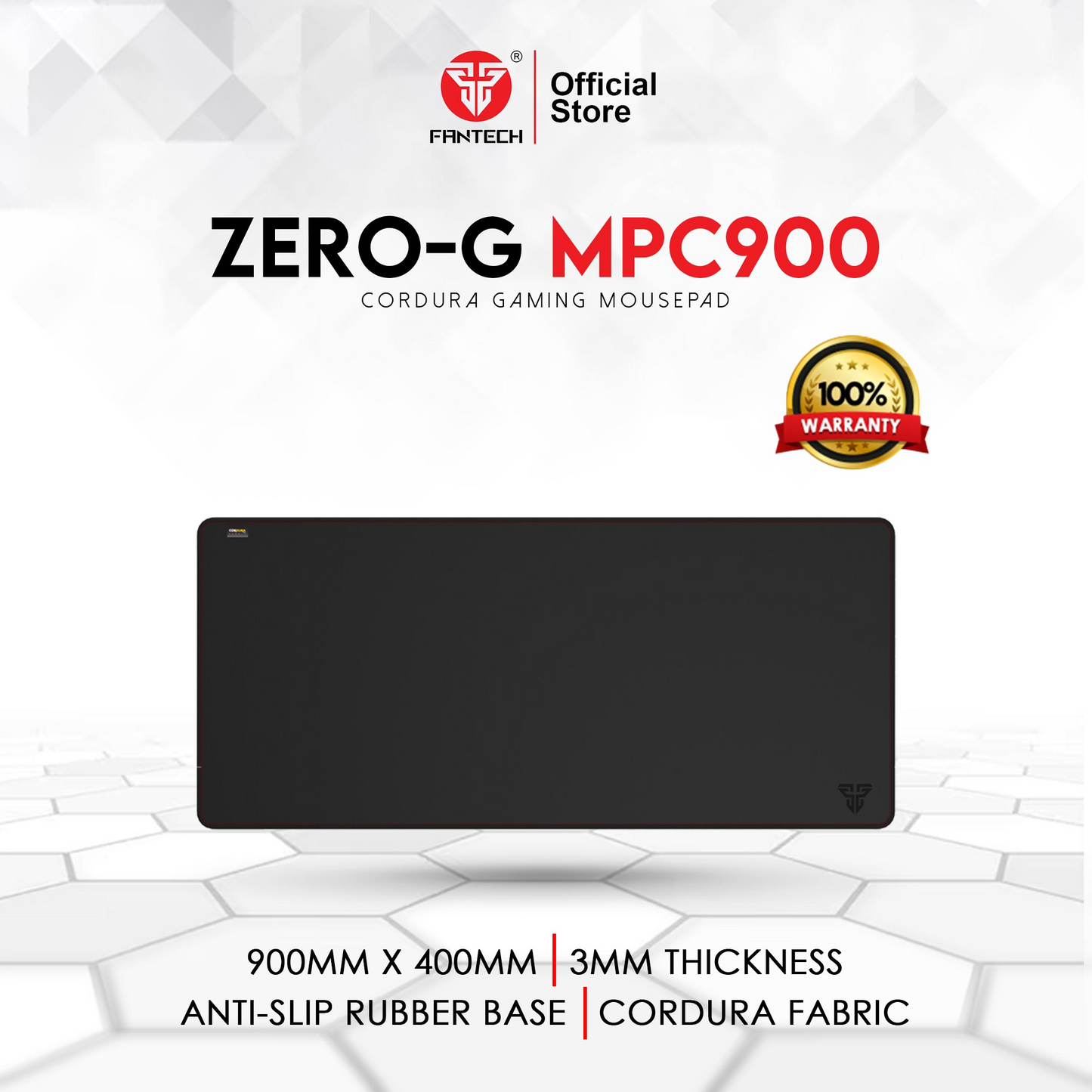 FANTECH MPC900 Zero-G | Anti-slip Rubber Base | Cordura Fabric Surface | Gaming Mousepad (Black / 900mm x 400m x 3mm)