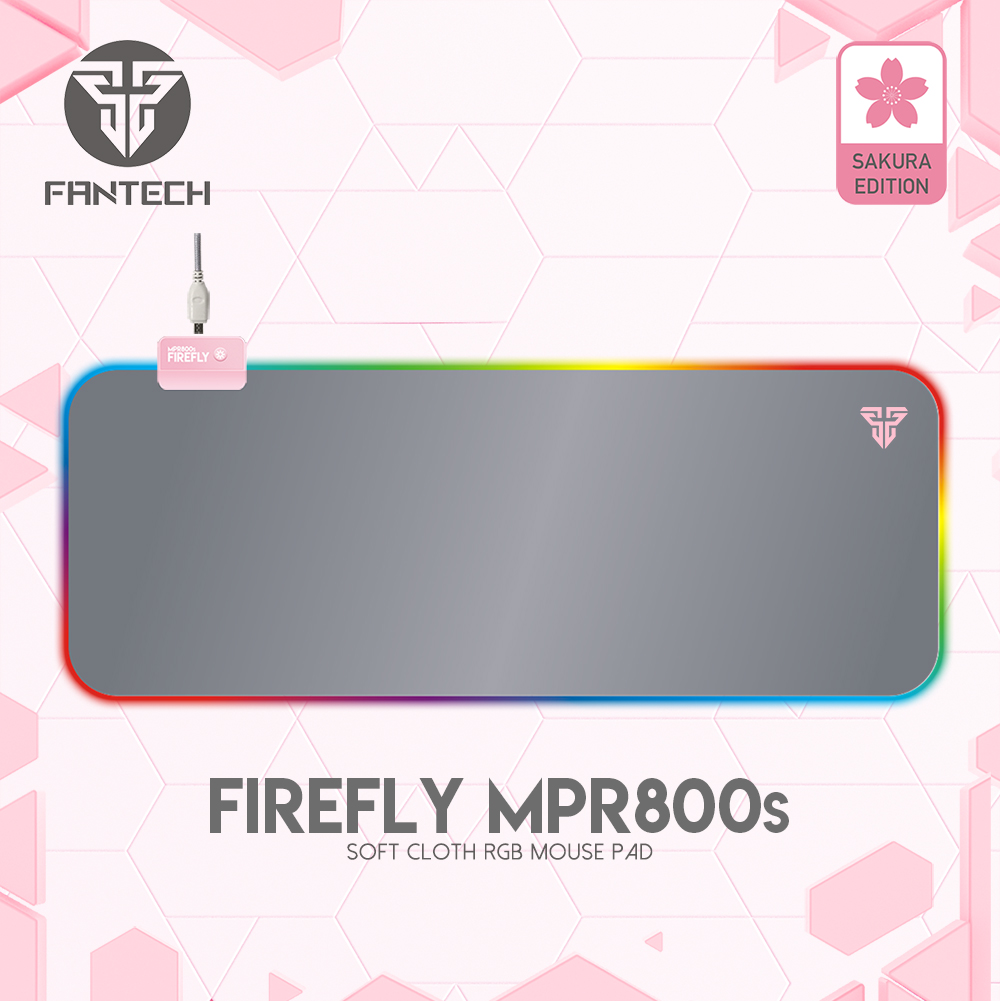 FANTECH MPR800S Firefly | 4 Mode RGB Spectrum Lighting | Soft Cloth | Anti-slip Rubber Base | RGB Gaming Mousepad (Sakura Pink / 800mm x 300mm x 4mm)