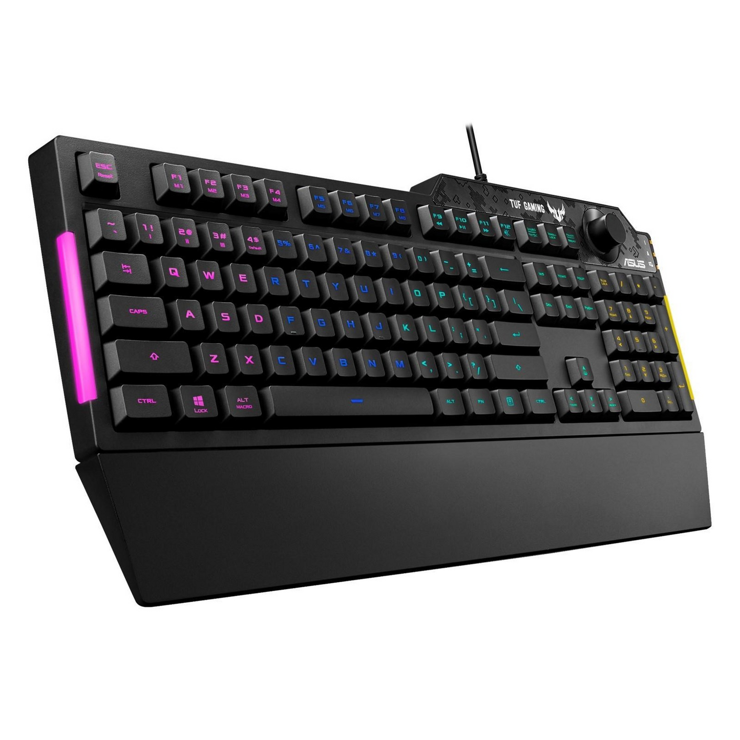 ASUS TUF Gaming K1 | Tactile TUF Gaming Switches | Dynamic RGB and Side-mounted Light Bar | Dedicated Volume Knob | Detachable Ergonomic Wrist Rest | Programmable Keys | Wired RGB Gaming Keyboard
