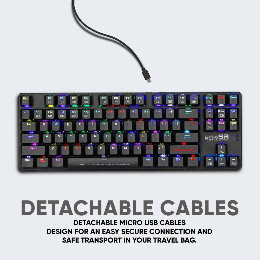 ARMAGGEDDON SMK-9R RGB Falconet | Short Clicky Mechanical Key | Low Profile TKL Design | Hotswap-able Switch | 87 Keys | Wired RGB Gaming Keyboard