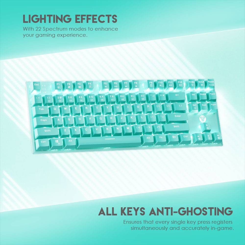 FANTECH MK856 MAXFIT87 | Mechanical Switches | 87 Keys | Full Key Anti-Ghosting | 22 Gradient RGB Modes | Programmable Macro Wired RGB Gaming Keyboard (Mint Edition)