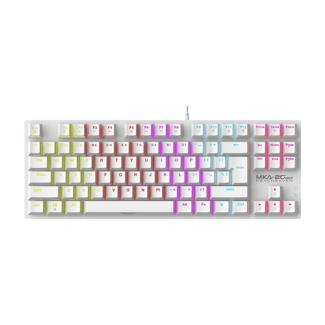 ARMAGGEDDON MKA-2C Neo PsychRaven | Linear Mechanical Key | 12 Backlight Effects | Hotswap-able Switch | 87 Keys | Wired RGB Gaming Keyboard (White)