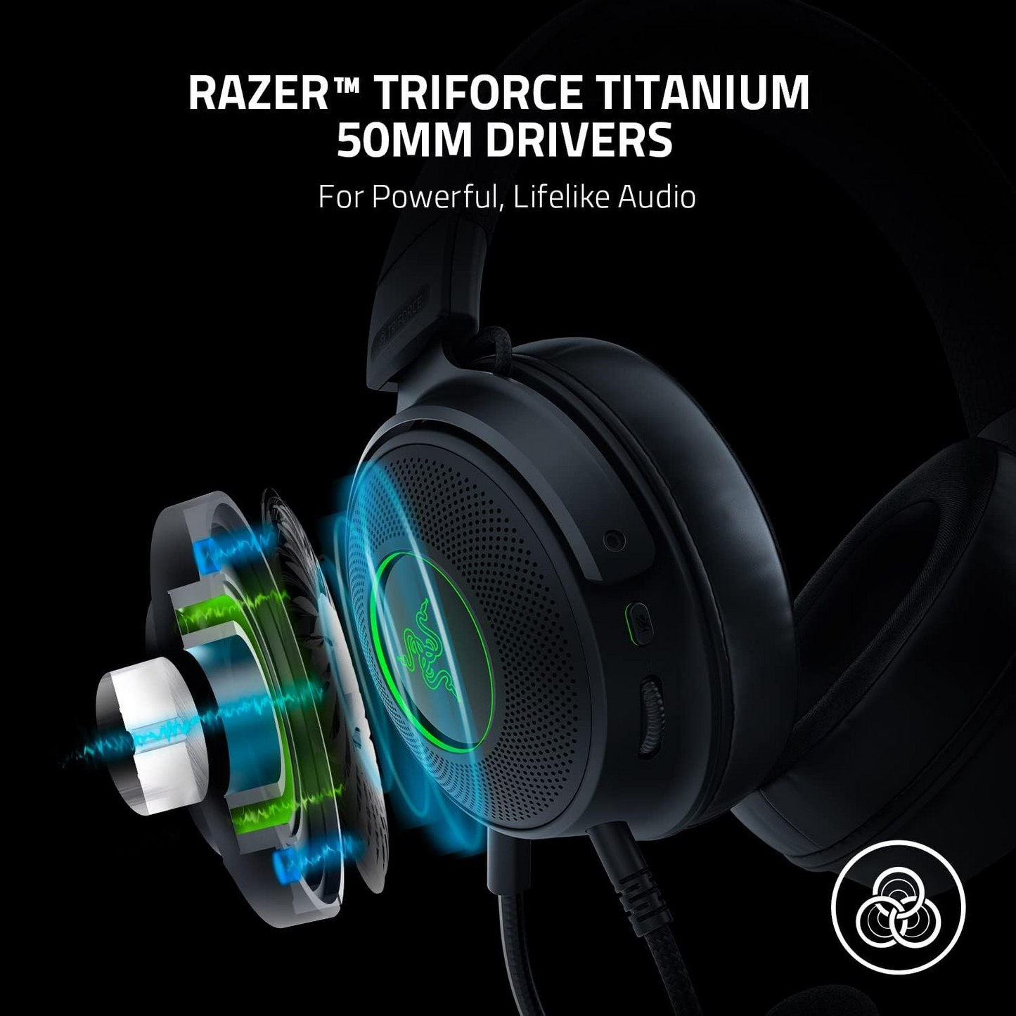 RAZER Kraken V3 | Razer Triforce 50mm Drivers | Detachable Razer Hyperclear Cardioid Mic | THX Spatial Audio | Advanced Passive Noise Cancellation | Razer Chroma RGB | Wired RGB Gaming Headphones & Headsets (Black)
