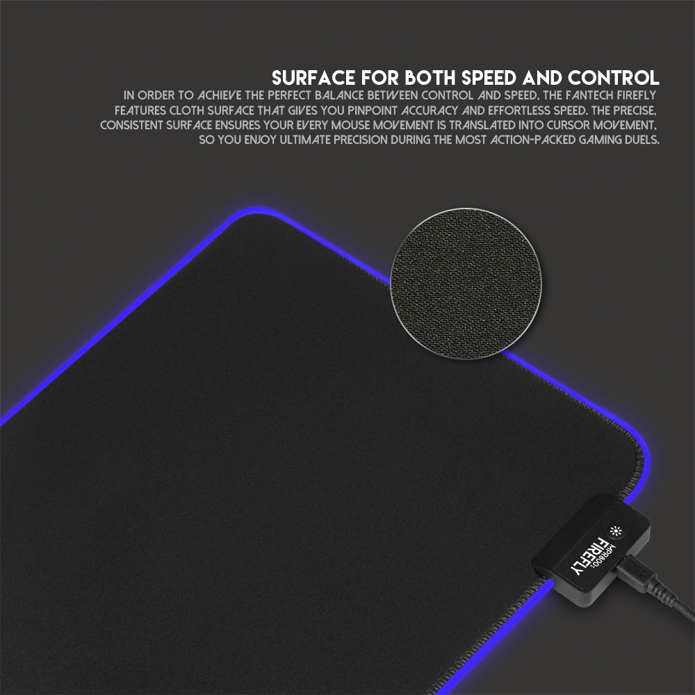 FANTECH MPR800S Firefly | 4 Mode RGB Spectrum Lighting | Soft Cloth | Anti-slip Rubber Base | RGB Gaming Mousepad (Black / 800mm x 300mm x 4mm)