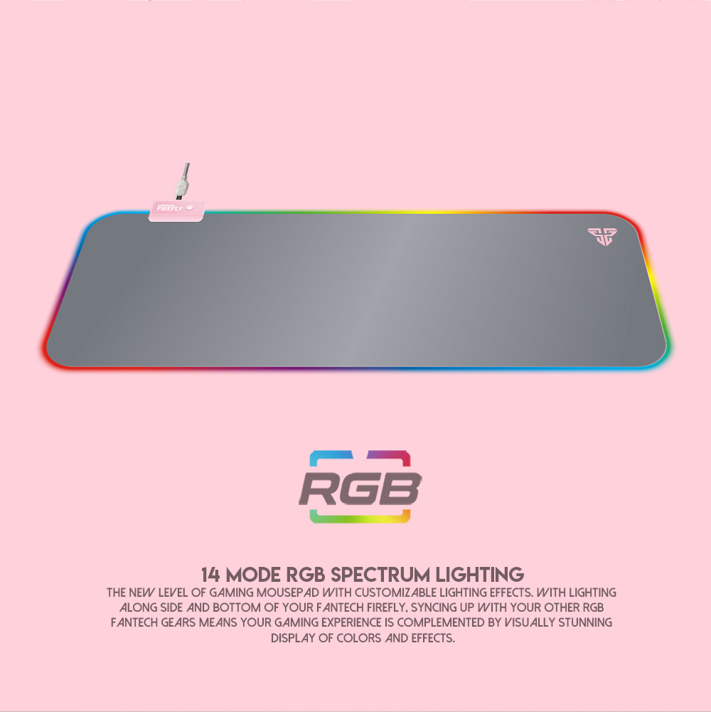 FANTECH MPR800S Firefly | 4 Mode RGB Spectrum Lighting | Soft Cloth | Anti-slip Rubber Base | RGB Gaming Mousepad (Sakura Pink / 800mm x 300mm x 4mm)