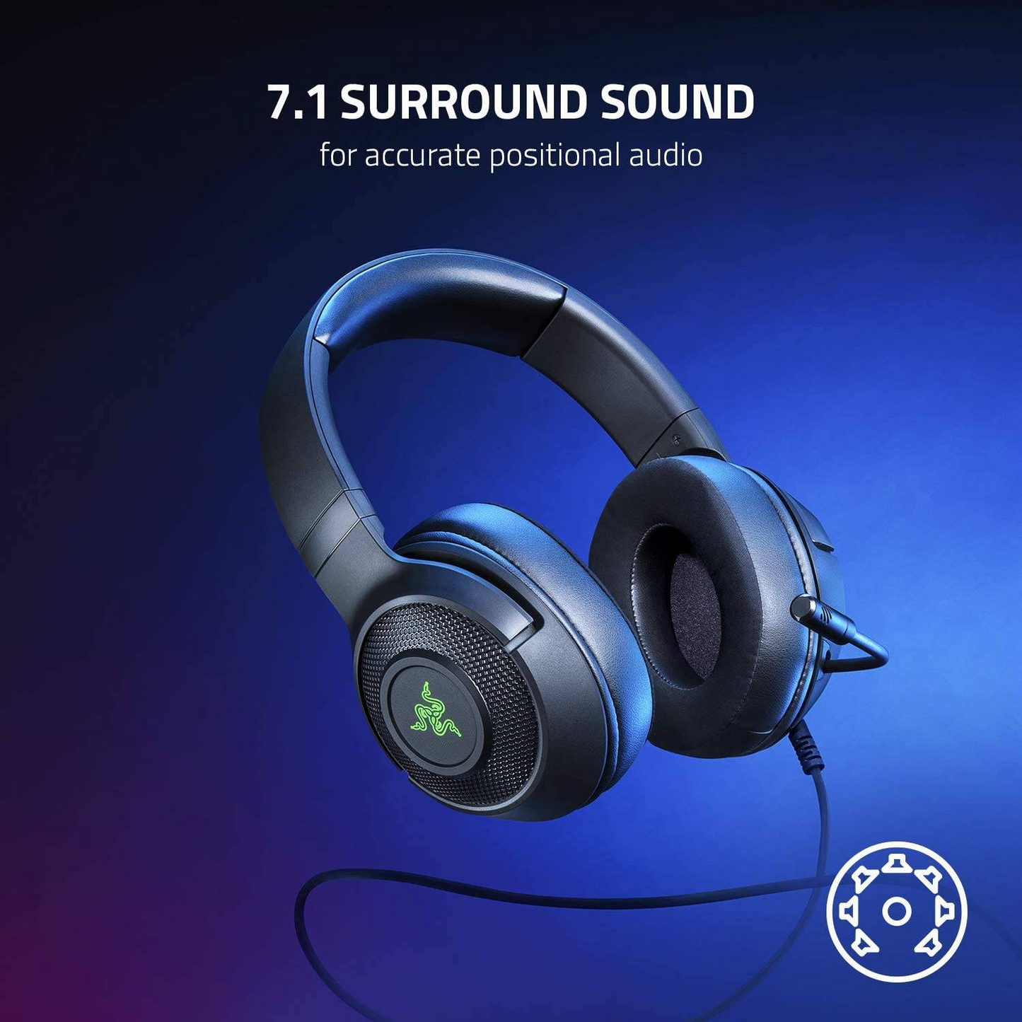 RAZER Kraken V3 X | Razer Triforce 40mm Drivers | Detachable Razer Hyperclear Cardioid Mic | 7.1 Surround Sound | Advanced Passive Noise Cancellation | Razer Chroma RGB | Wired RGB Gaming Headphones & Headsets (Black)
