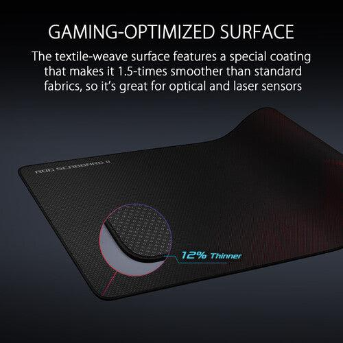ASUS ROG Scabbard II | Protective Nano-coating Fabric | Non-slip Black Rubber Base | Water & Oil & Dust Repellent | Gaming Mousepad (Medium)