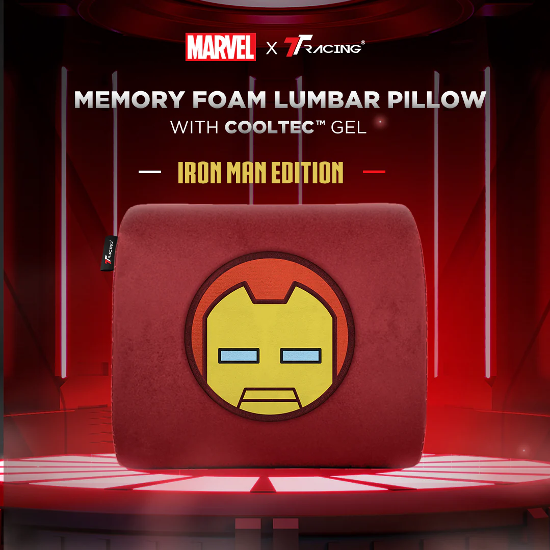 TTRacing XL Size Memory Foam Lumbar Pillow with Cooltec Gel (Iron Man Edition)