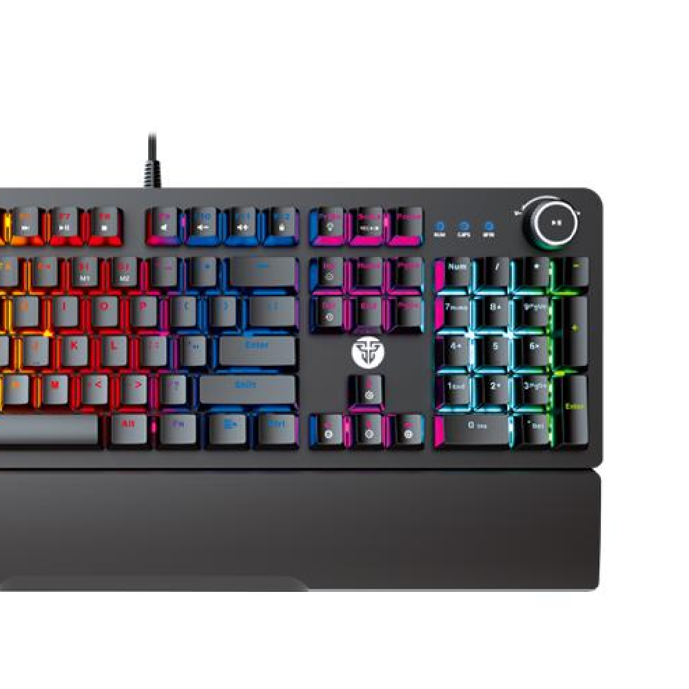 FANTECH MK853 V2 MAXPOWER | Red Mechanical Switches | 104 Keys | Full Key Anti-Ghosting | 22 Gradient RGB Modes | Ergonomic Wrist Rest | Wired RGB Gaming Keyboard (Black)