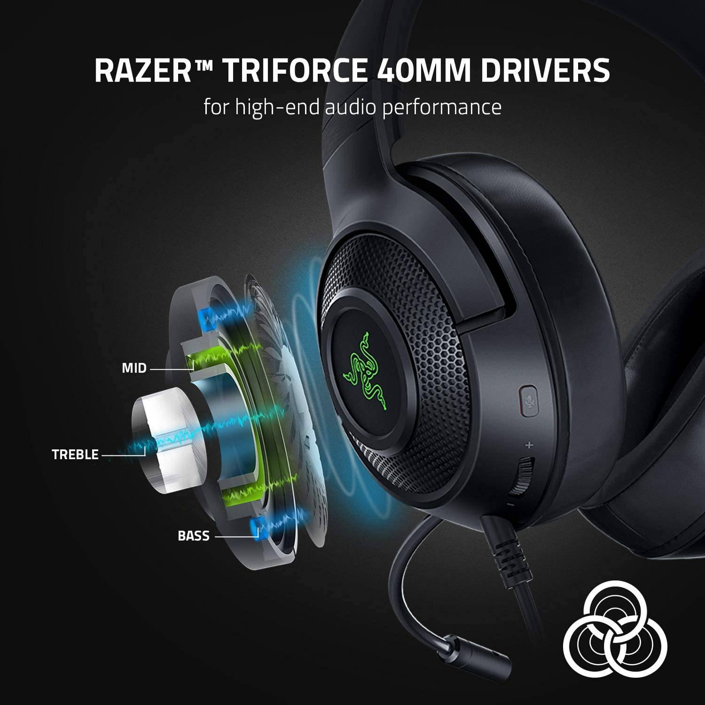 RAZER Kraken V3 X | Razer Triforce 40mm Drivers | Detachable Razer Hyperclear Cardioid Mic | 7.1 Surround Sound | Advanced Passive Noise Cancellation | Razer Chroma RGB | Wired RGB Gaming Headphones & Headsets (Black)