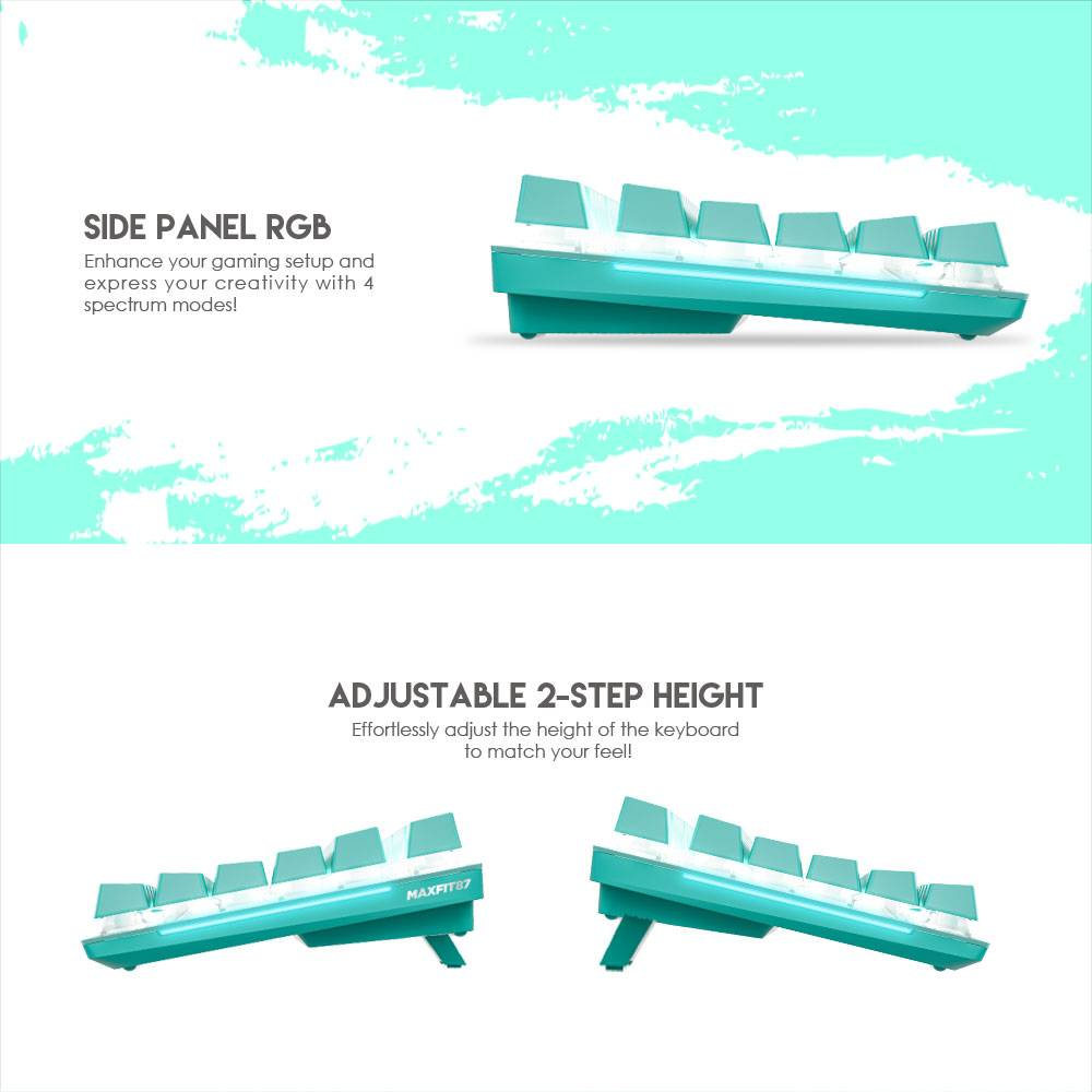 FANTECH MK856 MAXFIT87 | Mechanical Switches | 87 Keys | Full Key Anti-Ghosting | 22 Gradient RGB Modes | Programmable Macro Wired RGB Gaming Keyboard (Mint Edition)