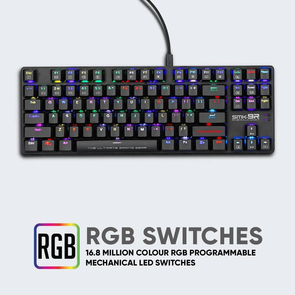 ARMAGGEDDON SMK-9R RGB Falconet | Short Clicky Mechanical Key | Low Profile TKL Design | Hotswap-able Switch | 87 Keys | Wired RGB Gaming Keyboard