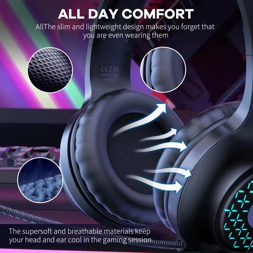 ONIKUMA X7 | 40mm Neodymium Driver | Noise Cancelling & Anti-Static Microphone | 6 Breathing Lighting Modes | Ergonomic | Wired RGB Gaming Headphones & Headsets (Black)