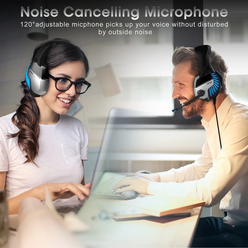 ONIKUMA K5 Pro | 50mm Driver | 7.1 Surround Sound | Noise Cancelling & Adjustable Microphone | Ergonomic | Wired RGB Gaming Headphones & Headsets (Red)