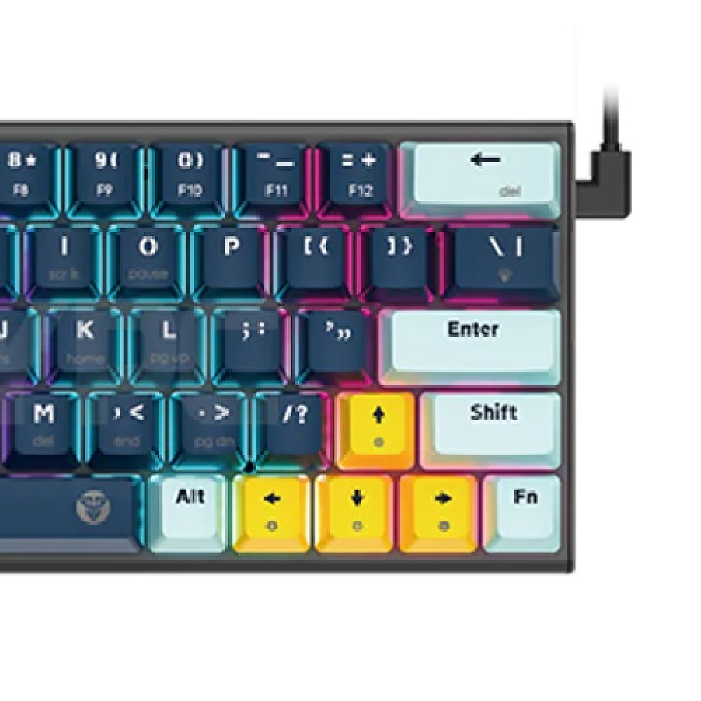 FANTECH MK874 V2 Atom 63 | Mechanical Switches | 63 Keys | 26 Keys Anti-Ghosting | 17 RGB Modes | 3-PIN Hot Swap | Wired RGB Gaming Keyboard (Mizu Skyblue Edition)