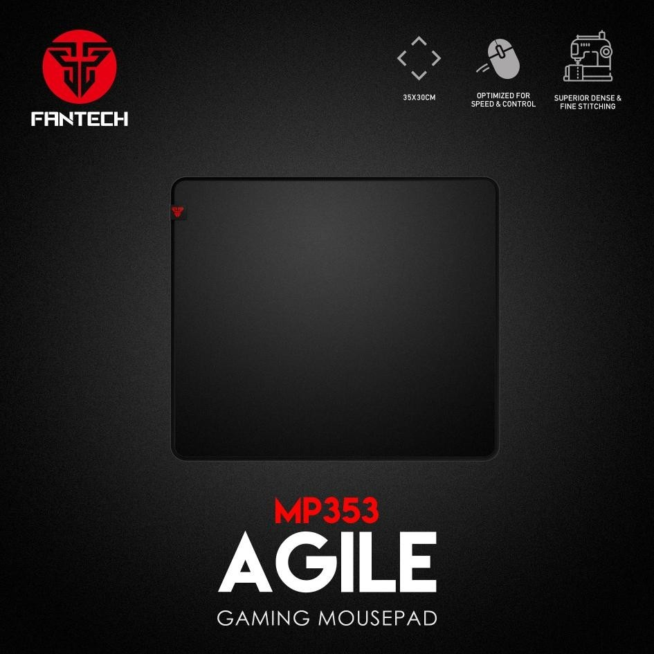 FANTECH MP353 Agile | Anti-slip Base | Spill Resistant | Anti-fray Edge Stitching | Gaming Mousepad (Black / 350mm x 300mm x 4mm)
