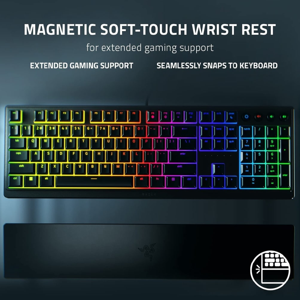 RAZER Ornata V3 X | Razer Silent Membrane Switches | UV-coated Keycaps | Ergonomic & Low Profile | Programmable Keys | Wired RGB Gaming Keyboard