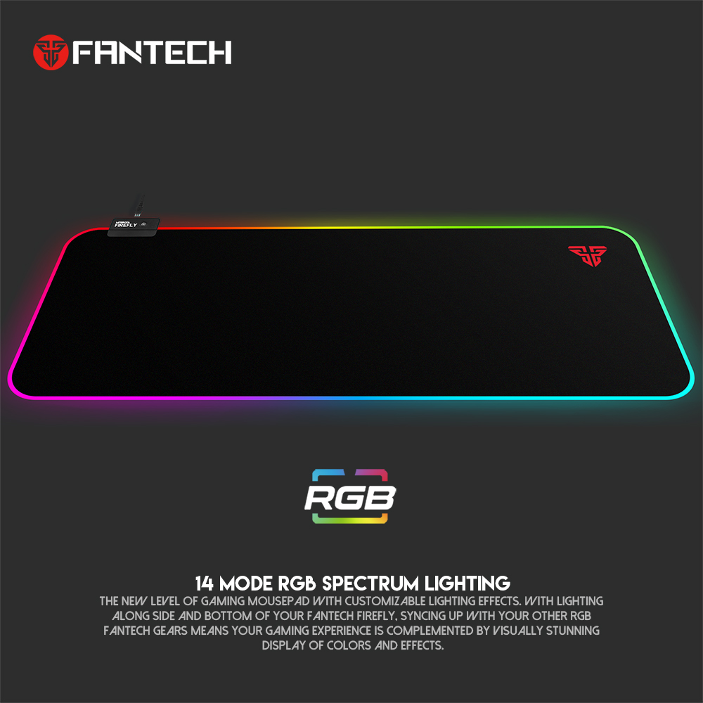 FANTECH MPR800S Firefly | 4 Mode RGB Spectrum Lighting | Soft Cloth | Anti-slip Rubber Base | RGB Gaming Mousepad (Black / 800mm x 300mm x 4mm)