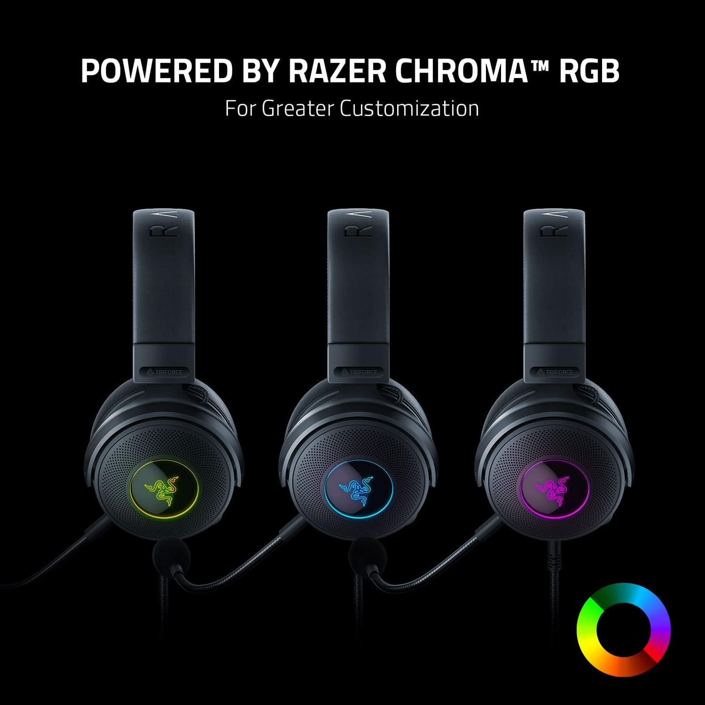 RAZER Kraken V3 | Razer Triforce 50mm Drivers | Detachable Razer Hyperclear Cardioid Mic | THX Spatial Audio | Advanced Passive Noise Cancellation | Razer Chroma RGB | Wired RGB Gaming Headphones & Headsets (Black)