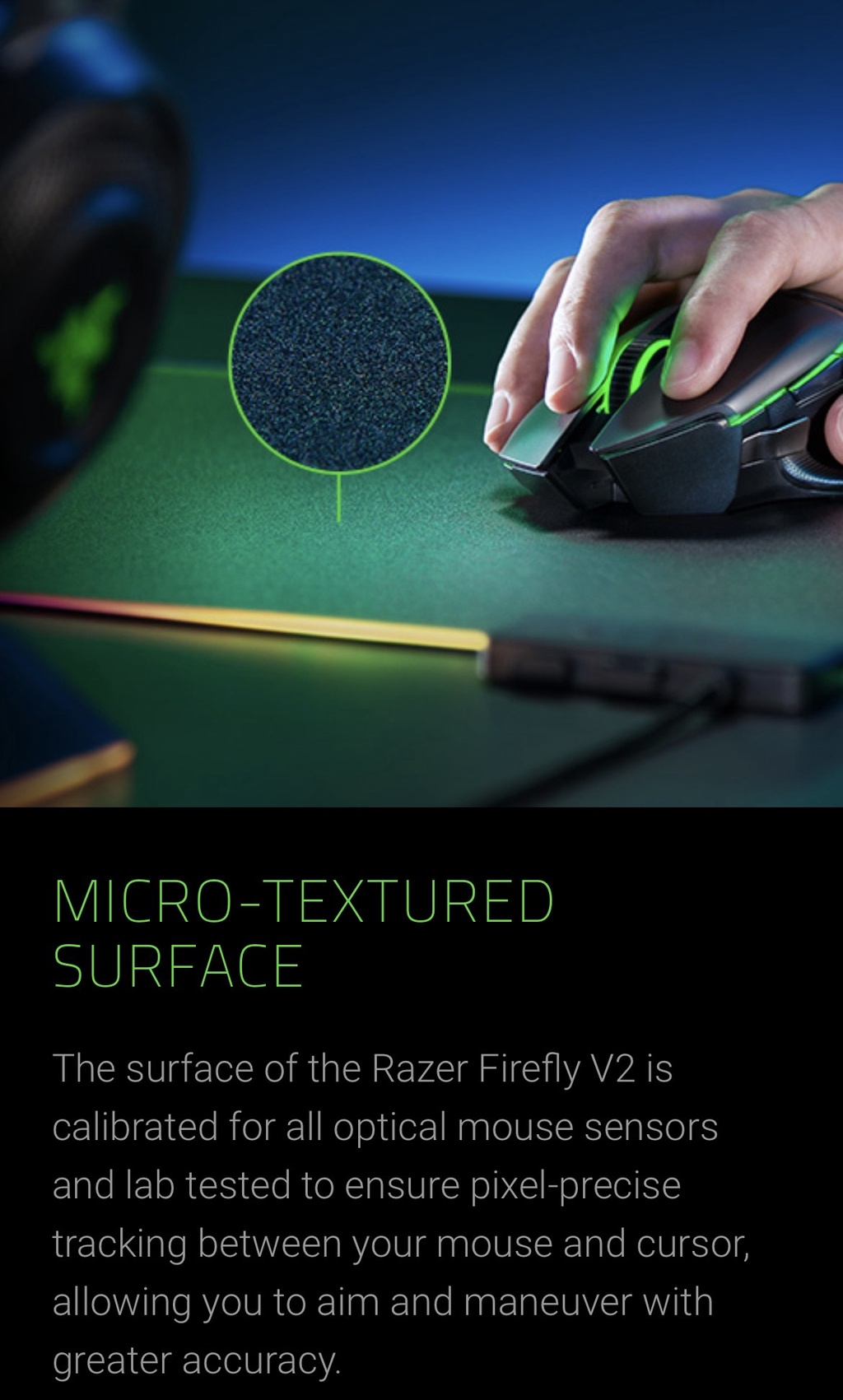 RAZER Firefly V2 | Ultra Thin Anti-slip Base | Micro-Textured Surface | Razer Chroma RGB | Built-in Cable Catch | RGB Gaming Mousepad (Black / 355mm x 255mm x 3mm)