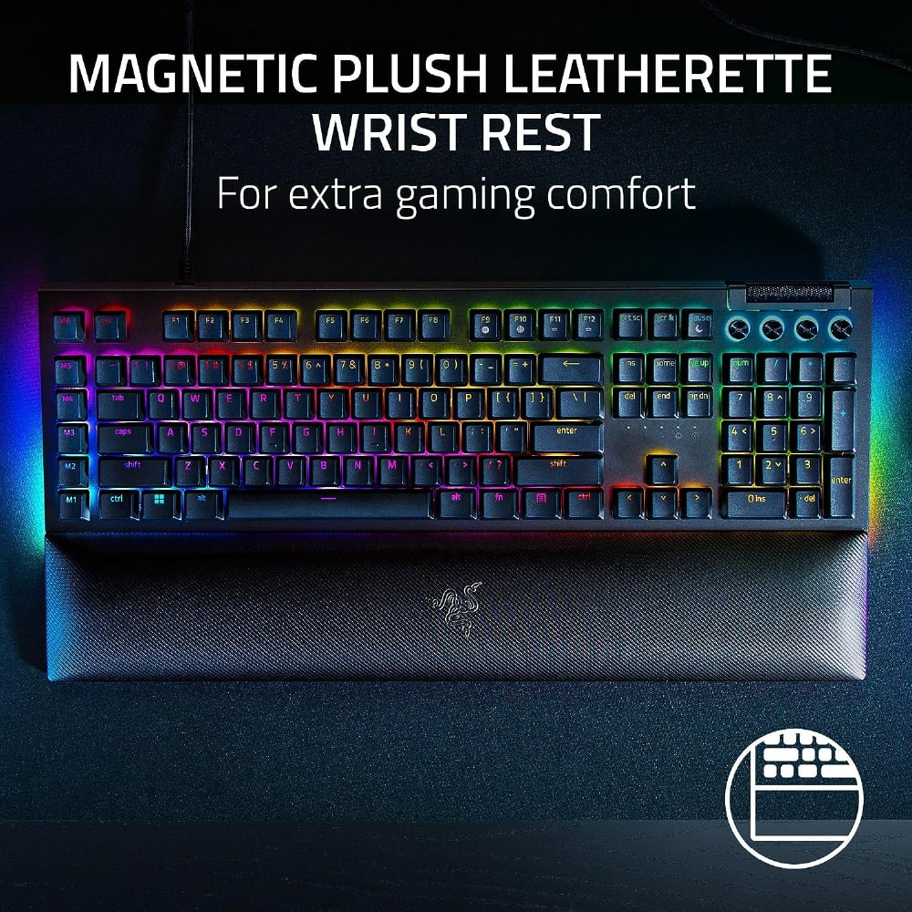 RAZER BlackWidow V4 | Razer Yellow Mechanical Switches | 2-side Underglow and Per-Key Lighting |  Programmable Keys | Aluminum Alloy Top Case | 4 Media Rolls & 6 Macro Keys | Wired RGB Gaming Keyboard