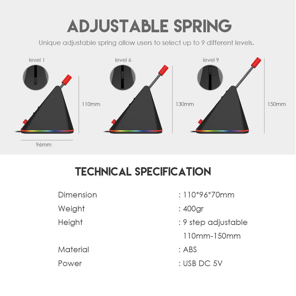 FANTECH Prisma MBR01 | Mouse Wire Management | Universal Rubber Clip | RGB Mouse Bungee (Sakura)