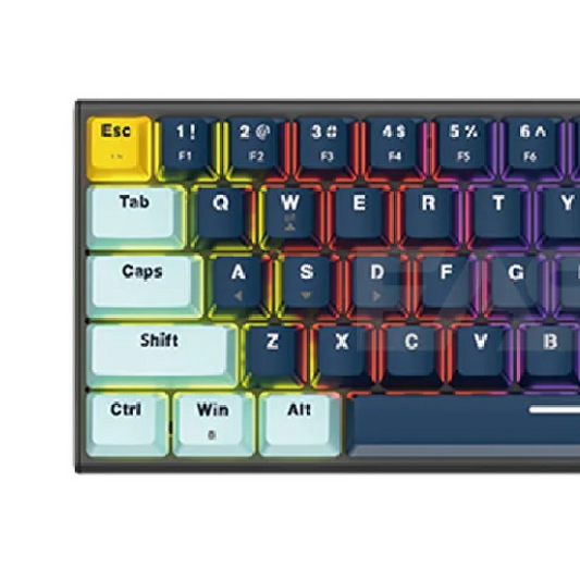 FANTECH MK874 V2 Atom 63 | Mechanical Switches | 63 Keys | 26 Keys Anti-Ghosting | 17 RGB Modes | 3-PIN Hot Swap | Wired RGB Gaming Keyboard (Mizu Skyblue Edition)