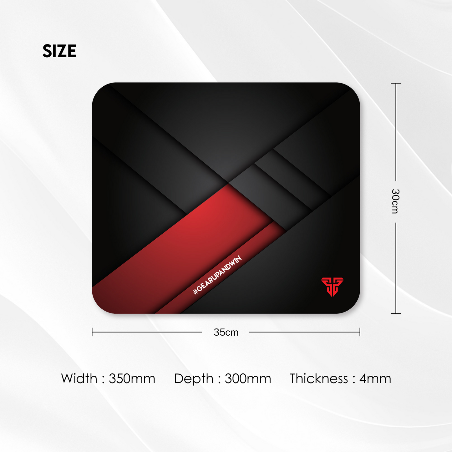 FANTECH MP365 Vigil | Anti-slip Rubber Base | Anti-fray Stitched Edge | Gaming Mousepad (Black / 350mm x 300m x 4mm)