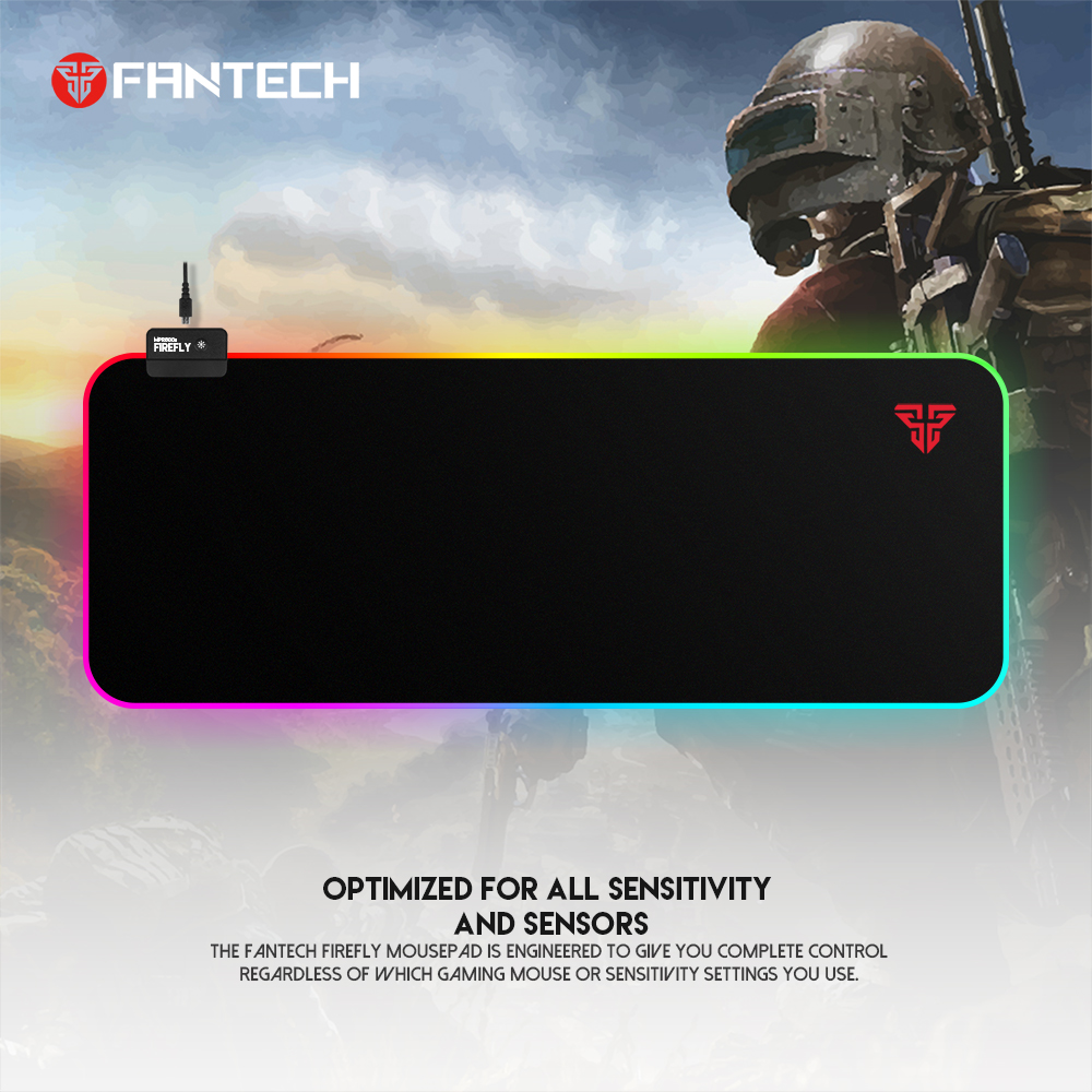 FANTECH MPR800S Firefly | 4 Mode RGB Spectrum Lighting | Soft Cloth | Anti-slip Rubber Base | RGB Gaming Mousepad (Black / 800mm x 300mm x 4mm)