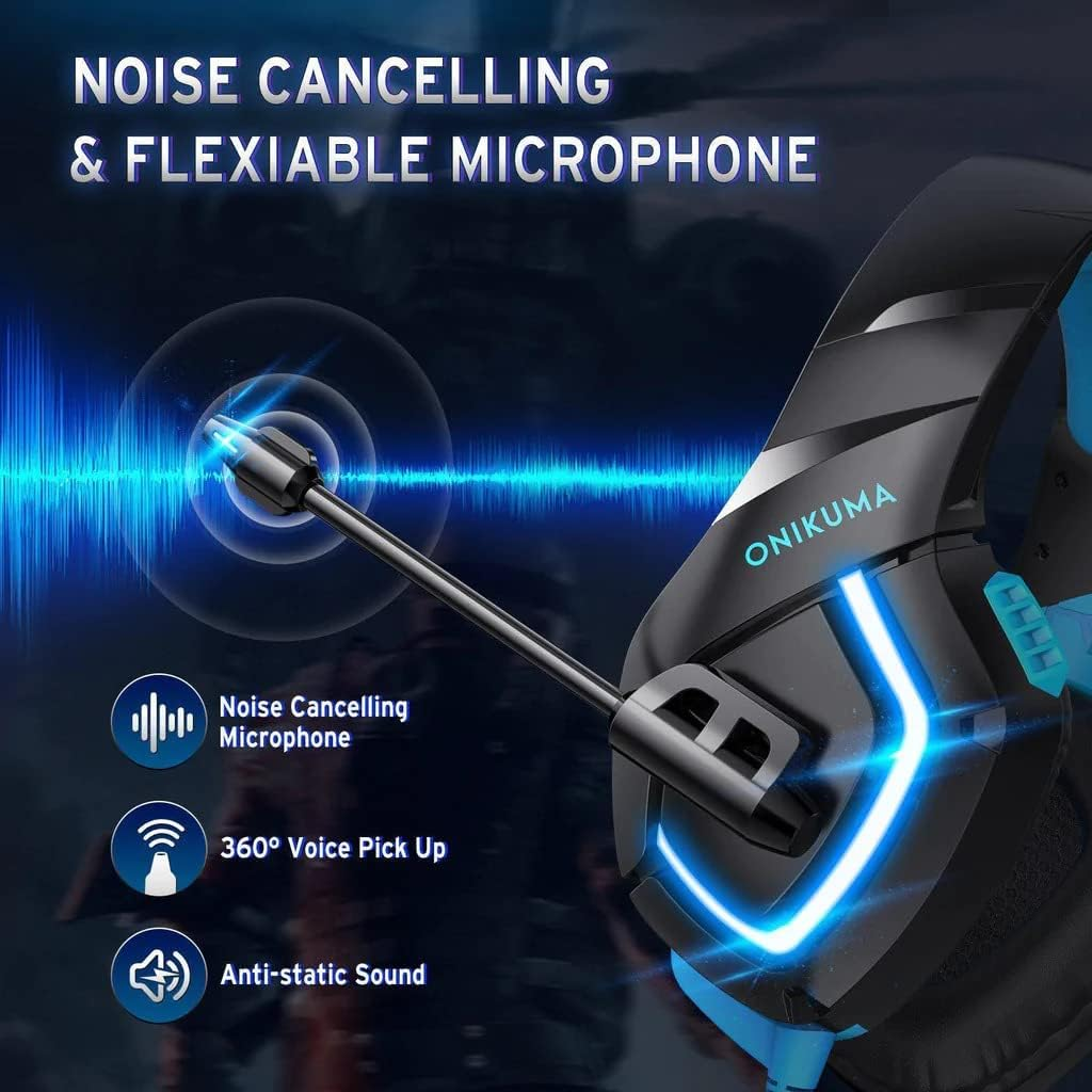 ONIKUMA K1-B | 50mm Driver | 7.1 Surround Sound | Adjustable Noise-Cancelling Microphone | Ergonomic | Wired Gaming Headphones & Headsets (Red)