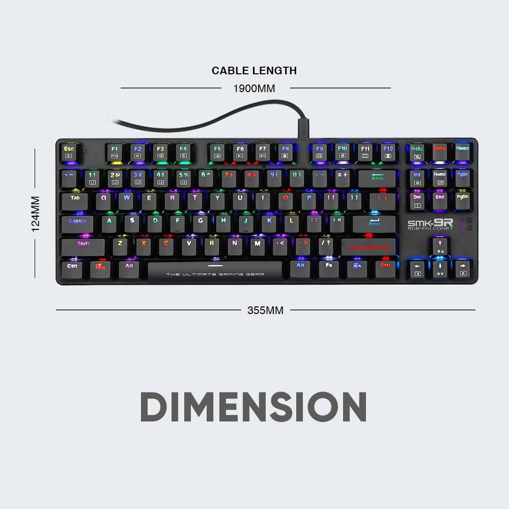 ARMAGGEDDON SMK-9R RGB Falconet | Short Clicky Mechanical Key | Low Profile TKL Design | Hotswap-able Switch | 87 Keys | Wired RGB Gaming Keyboard