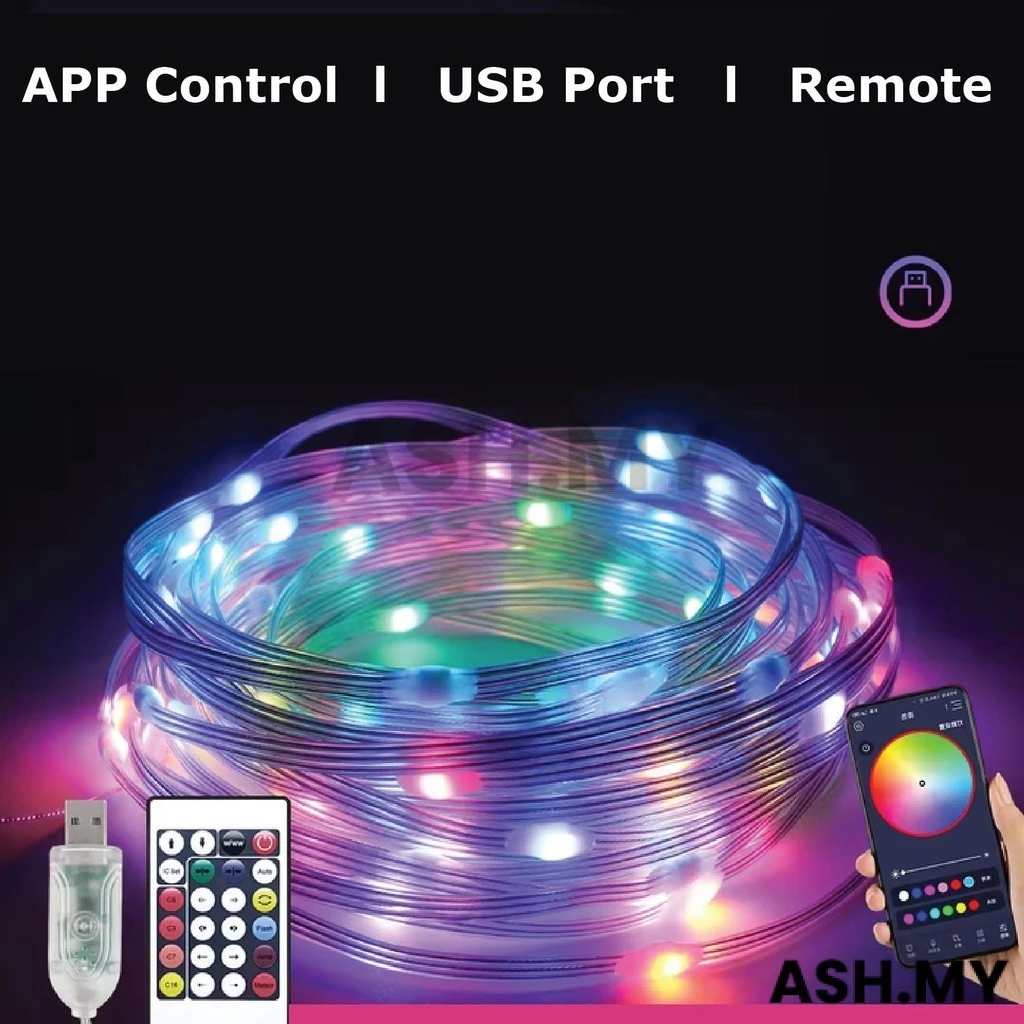 RGB Strip LED Mood Lights | Triple Intelligent Control Mode | Music Sync Feature | USB Power Supply Waterproof | Gaming Lighting (10M)