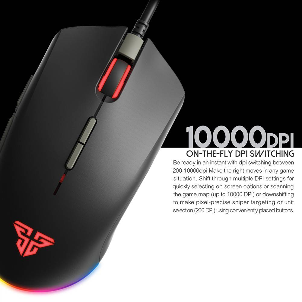 FANTECH X17 Blake | Adjustable 200 - 10000 DPI | Huano 20 Million Switch | 7 Programmable Buttons | Wired Macro RGB Gaming Mouse (Black)