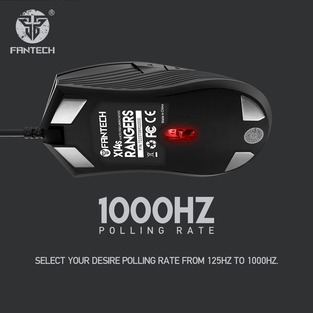 FANTECH X14 Rangers | Adjustable 500 - 4000DPI | Huano 20 Million Switch | 7 Programmable Buttons | Wired Customizable 16.8 Million RGB Gaming Mouse (Black)