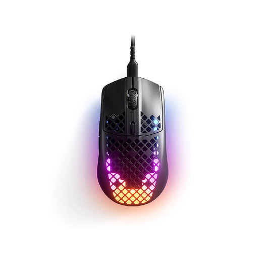 STEELSERIES Aerox 3 | 6 Programmable Buttons | Pixel-perfect TrueMove Core Optical Sensor + Max 8500 CPI | Mechanical Switches + 80K Clicks | Ergonomic | Ultra Light-weight | Wired RGB Gaming Mouse (Black)